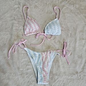 Pink and Blue Bikini Set